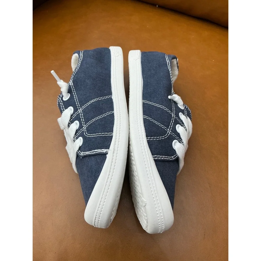 Highbar Canvas Sneakers Womens 5.5 Blue Lace Up Slip On Low Top